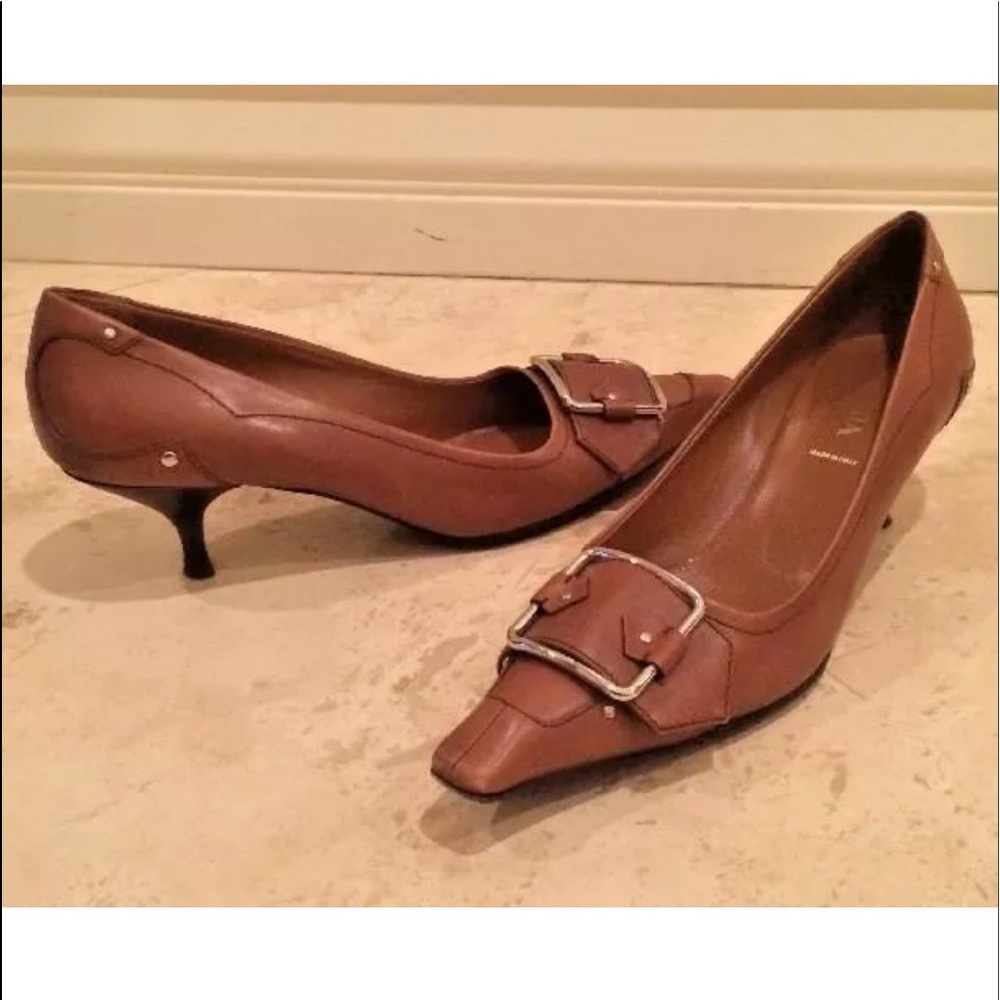Prada Leather Kitten Heel Pumps (37.5)